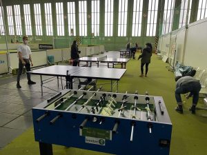 playing table tennis
